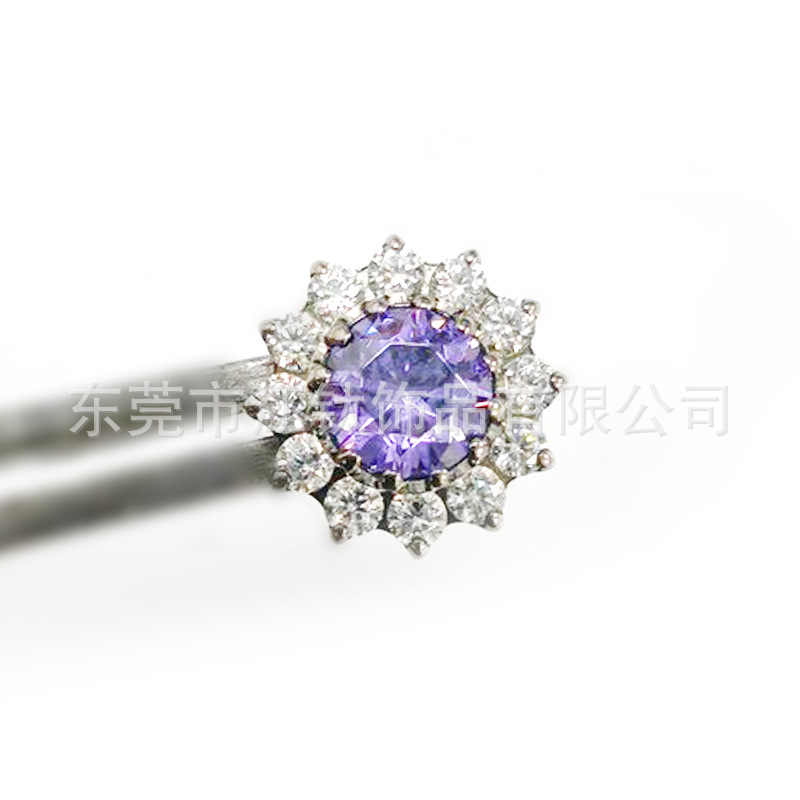 G23 Titanium Sunflower Navel Ring - Blue CZ Belly Button Ring Body Piercing Jewelry - Image 2