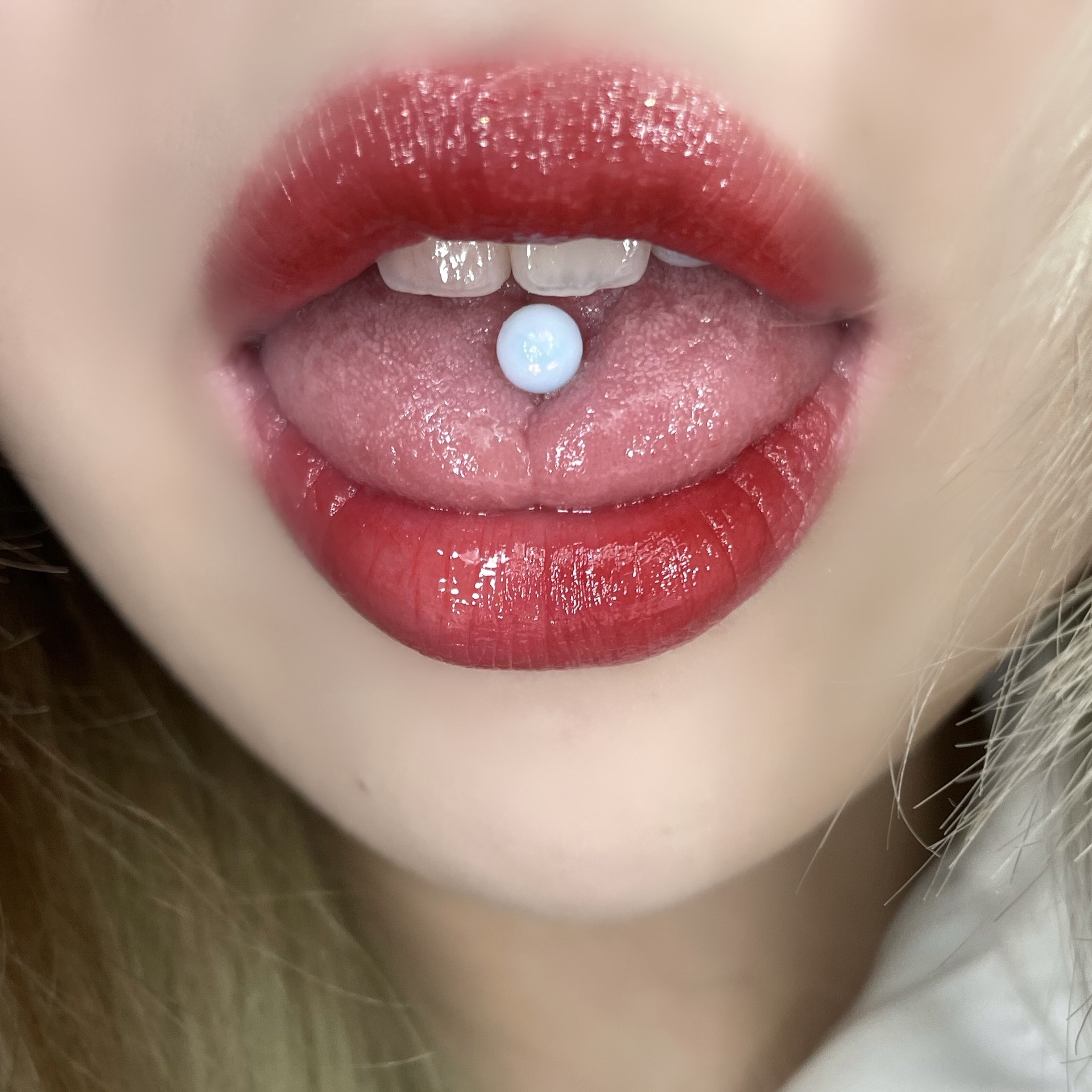 Niche Opal Tongue Ring 16G 12mm Barbell 316L Surgical Steel Internally Threaded Body Piercing Jewelry - Image 3