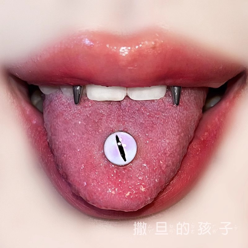 Magic Pupil Tongue Stud Spice Girl Sweet Cool External Thread Titanium Steel Eyes Tongue Ring - Image 5