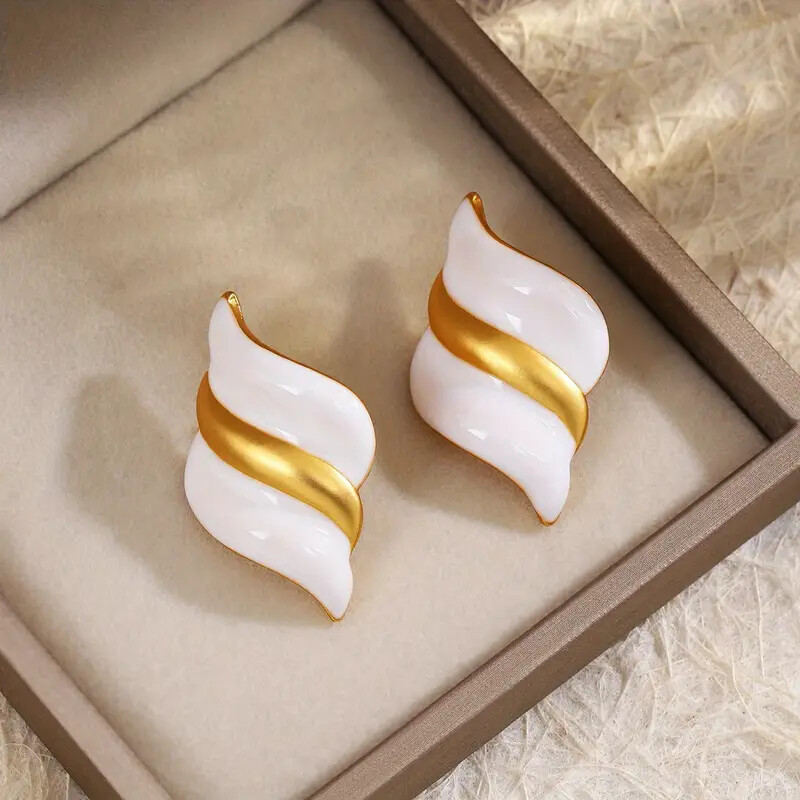 Geometric Stainless Steel Earrings - Conch Jewelry Retro Simple Style for Women - Image 4