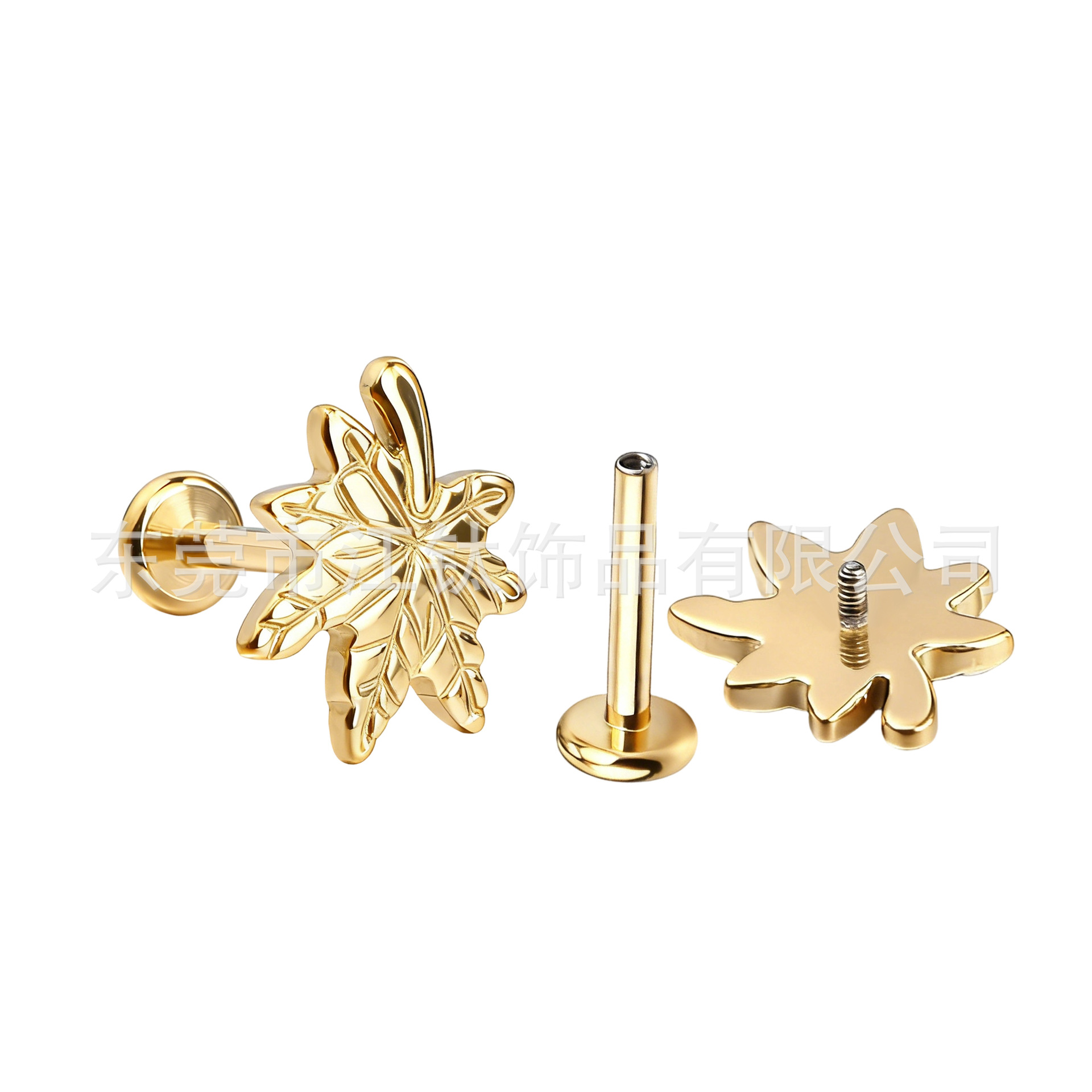 G23 Titanium Alloy Maple Leaf Ear Stud – ASTM F136 Cartilage Piercing Jewelry for Helix Tragus Conch Rook - Image 5