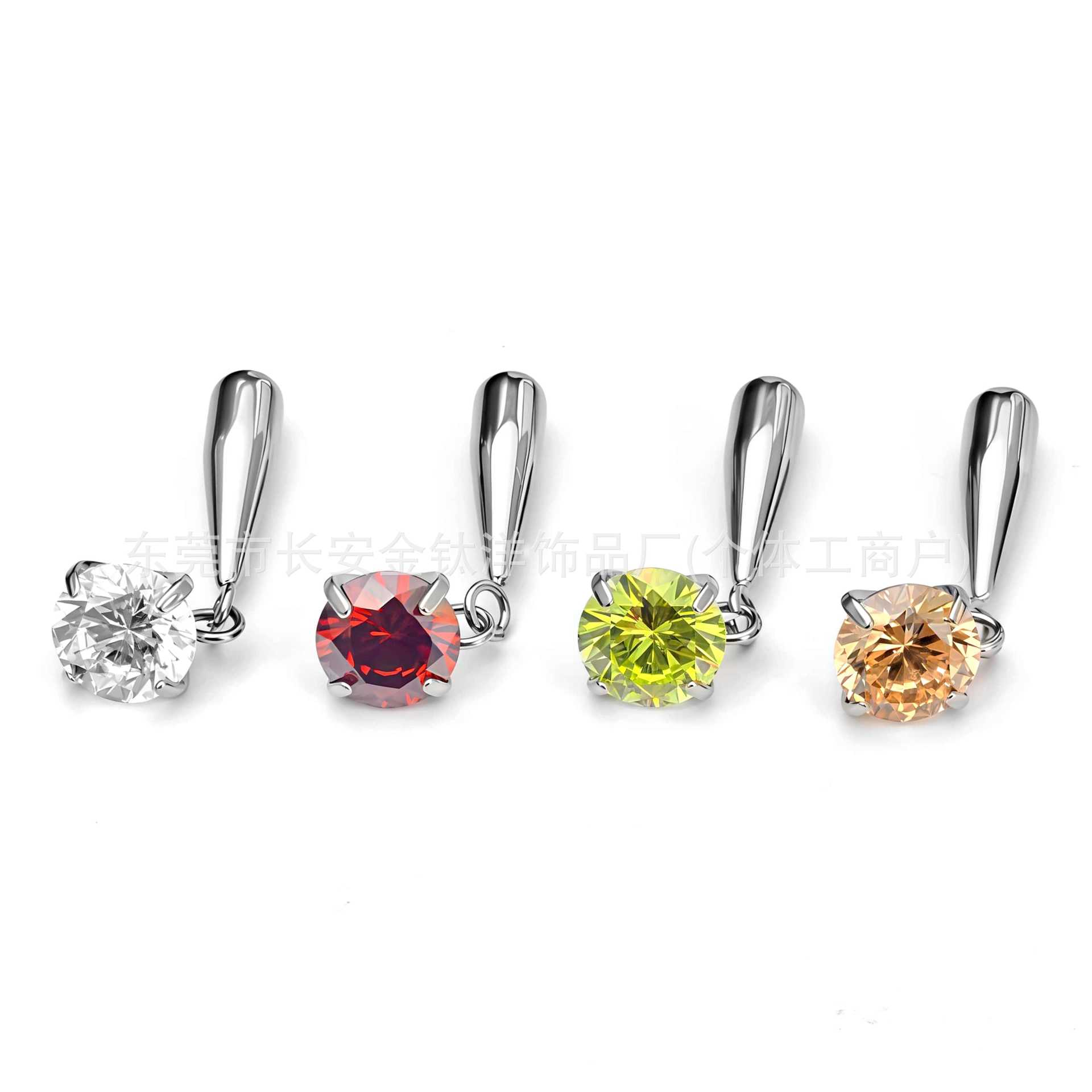 F136 Titanium Water Drop 5A Zircon Pendant Earring, Ear Bone Stud, Navel Stud, G23 Titanium Alloy Body Piercing Jewelry - Image 3