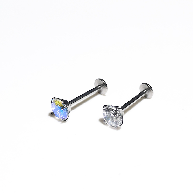 G23 Titanium Lip Piercing Jewelry 5A Zircon Claw Setting Ear Bone Nail Lip Nail - Image 3