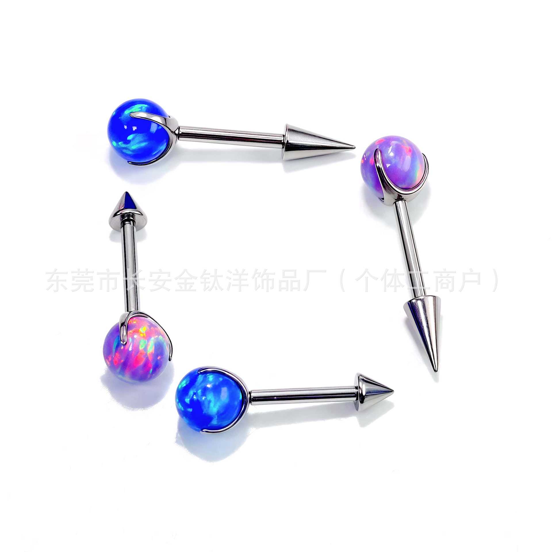 F136 Titanium Internal Thread Ear Bone Stud Opal Ear Stud Devil Ear Bone Stud G23 Titanium Alloy Body Piercing Jewelry - Image 3