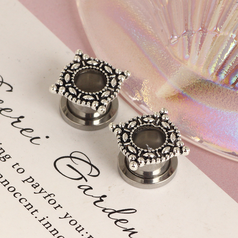 Stainless Steel Auricle Pentagon Channel Ear Expansion Earrings for Cartilage Piercing - Trending 2022 Summer - Image 4