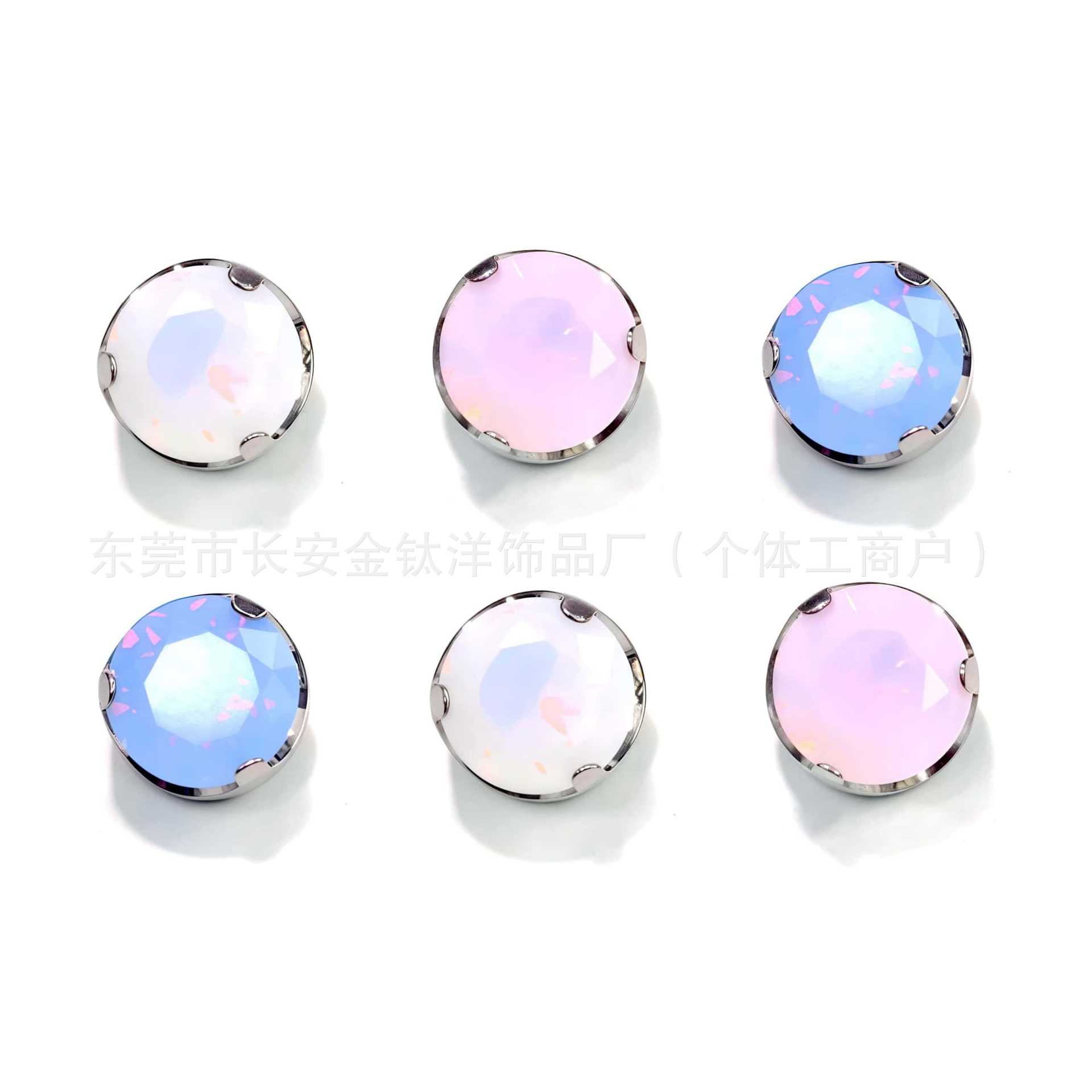 F136 Titanium Three-Prong Inlaid Opal Earrings Lip Studs Ear Bone Studs Body Piercing Jewelry G23 Titanium Alloy - Image 5