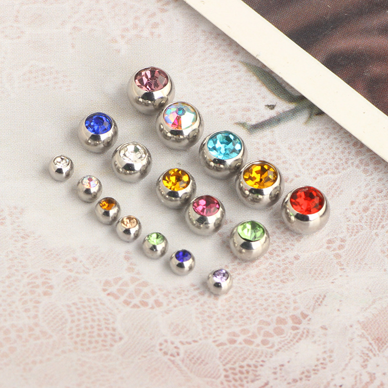 Wholesale 1.2mm Threaded Stainless Steel Ball Piercing Replacement Part for 1.6mm Horseshoe Ring Lip Nail - Image 4
