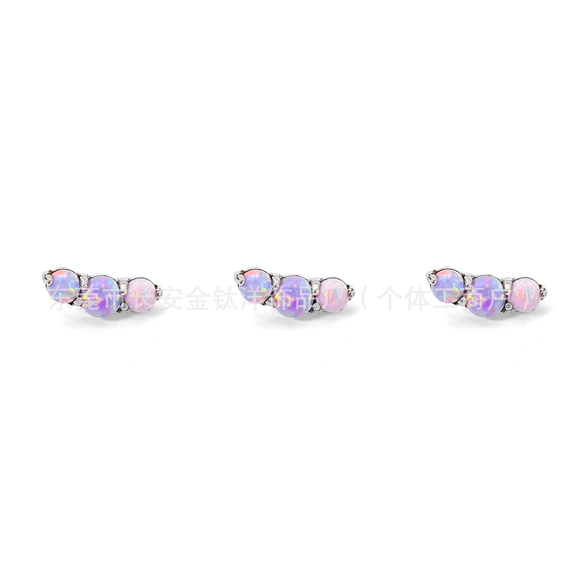 F136 Titanium Three Opal Candy Earrings, Nose Nails, Lip Nails, Cochlear Nails, Ear Bone Nails, G23 Titanium Alloy Piercing Jewelry - Image 4