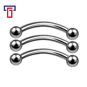 G23 Titanium Alloy Externally Threaded Double-Ended Pointed Cone Round Ball Curved Barbell C-Rod Earring Tongue Nail Breast Nail Piercing Jewelry