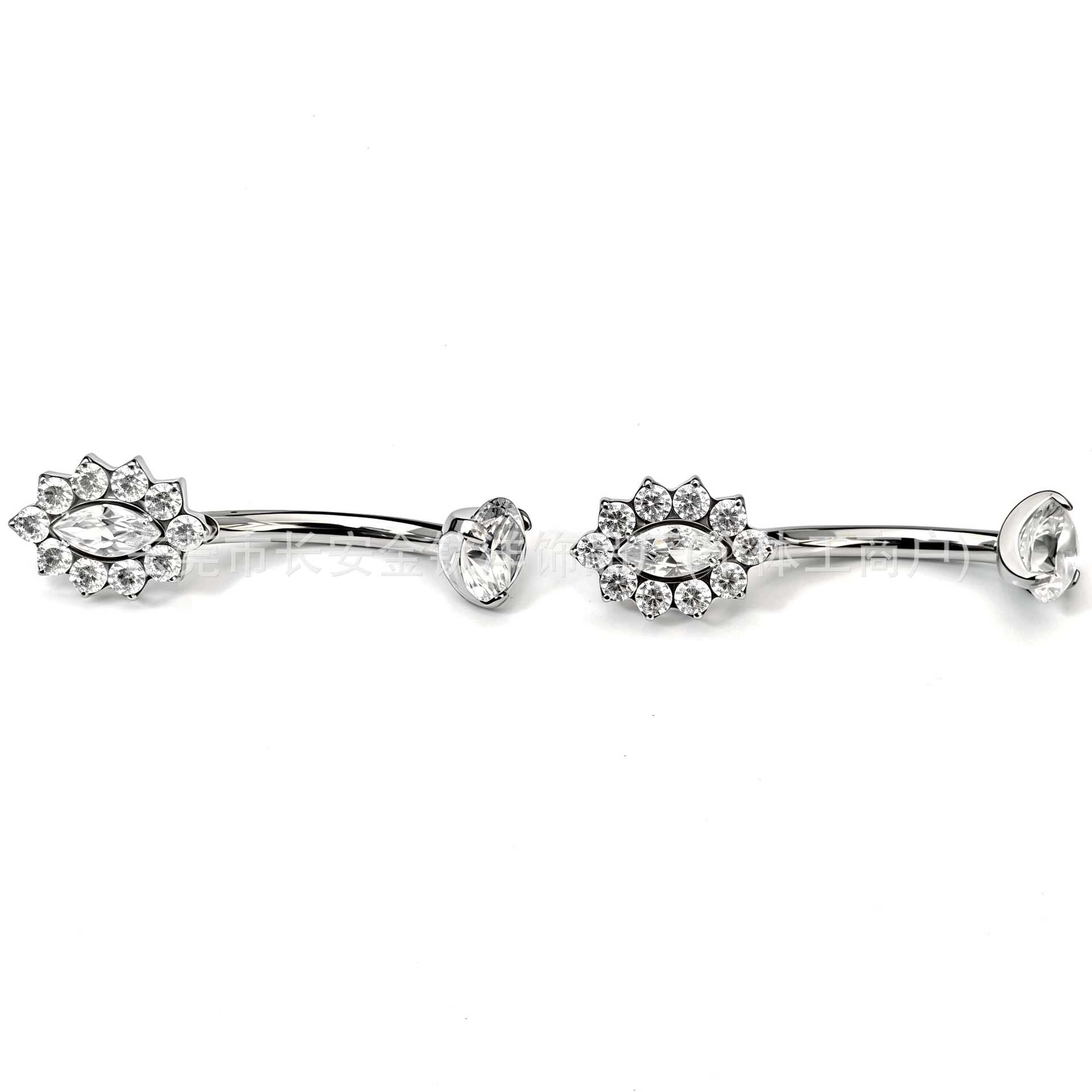 F136 Titanium Internal Thread Oval Full Diamond Zircon Belly Button Ring G23 Titanium Alloy Body Piercing Jewelry - Image 4