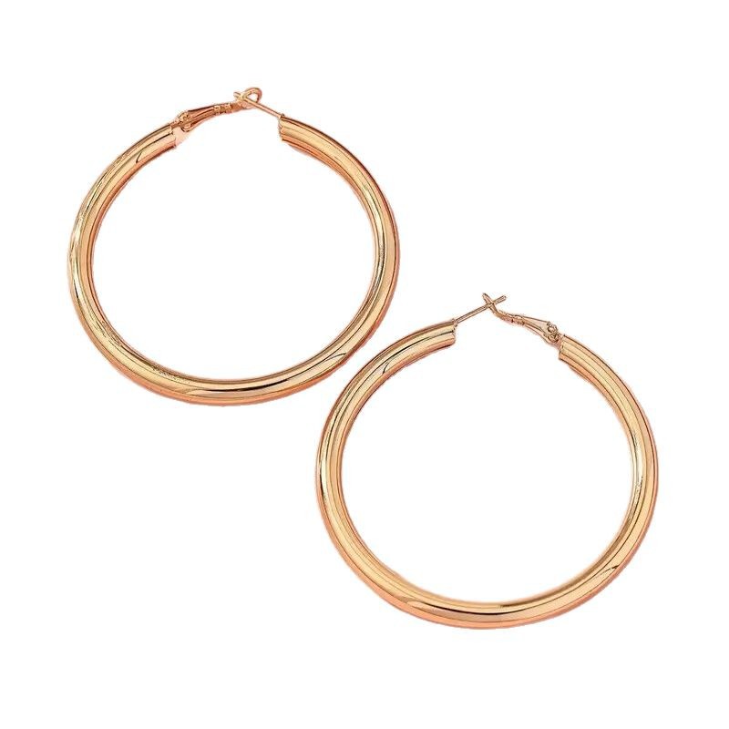18K Gold Plated Thick Hoop Earrings for Women Men - 40mm Large Circle Earrings Stainless Steel Versatile Fashion Jewelry - Image 5