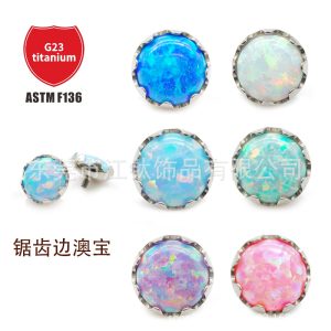 JT612 Flat Back Ear Stud with Thread G23 Titanium Alloy Body Piercing Earring