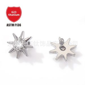 F36 Titanium Ear Nail Small Sun Diamond Lip Nail Star G23 Titanium Alloy Piercing Jewelry Ear Bone Nail