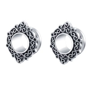 Retro Flower Hollow Ear Expander 16mm Ear Gauges Stainless Steel Body Jewelry