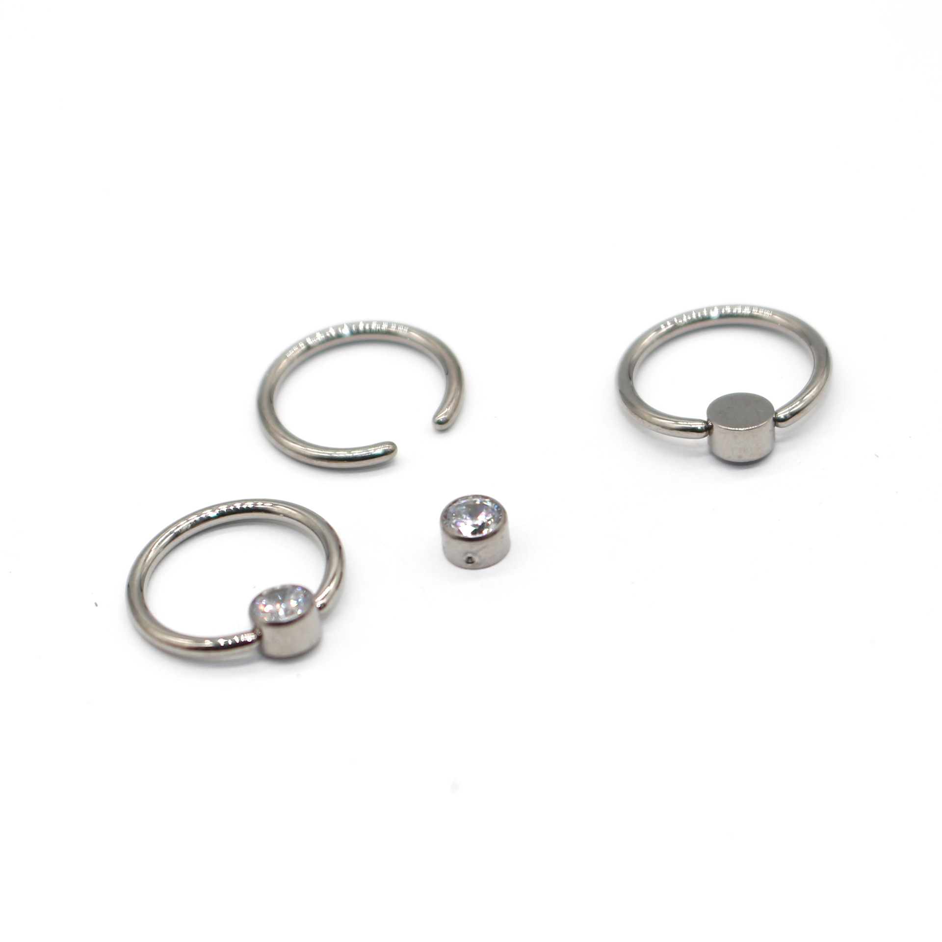 G23 Titanium Clip Ball Ring with Inlaid Zircon Cylinder Package Drill F136 BCR Ring Multi-Use Nose Ring Earring Universal Ring - Image 5