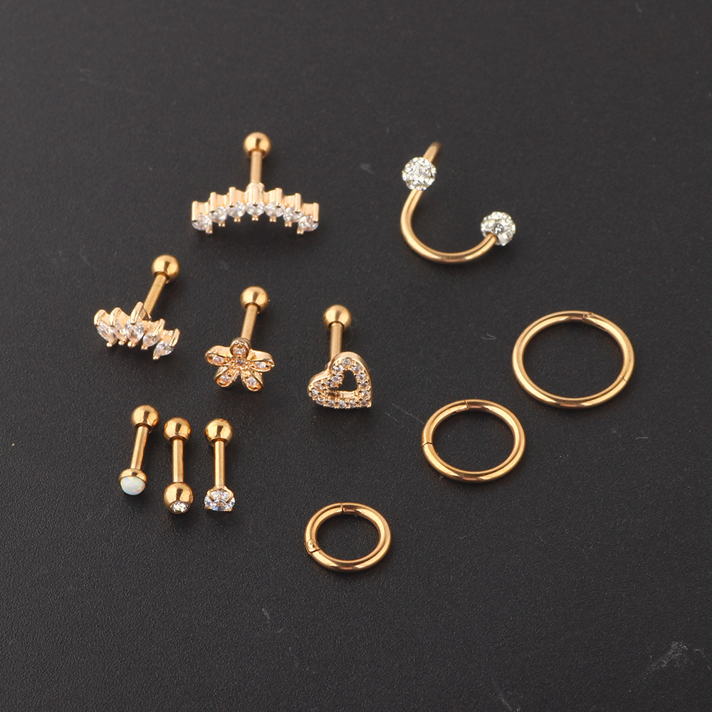 Zircon Thread Earrings - Stainless Steel Ear Bone Nail Puncture Jewelry Set for Women - Image 4