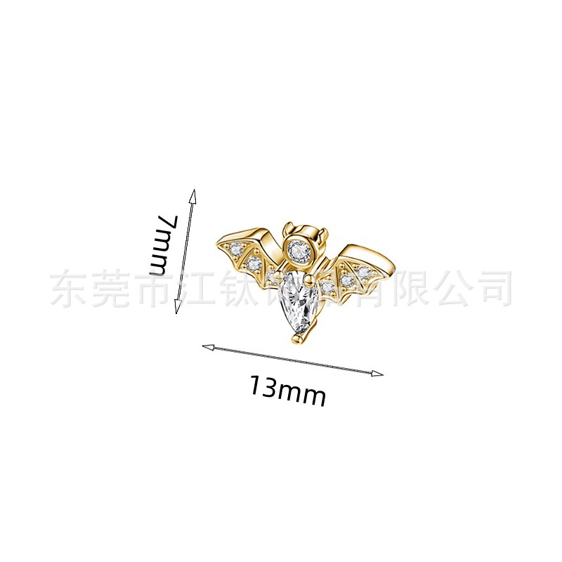 G23 Titanium Ear Bone Nail Bat Zircon Cross-border Hot Sale Titanium Alloy Body Piercing Jewelry Ear Stud - Image 5