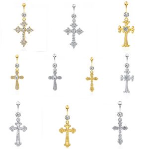 Gold Copper Inlaid Zircon Belly Button Ring - Ethnic Style Body Jewelry
