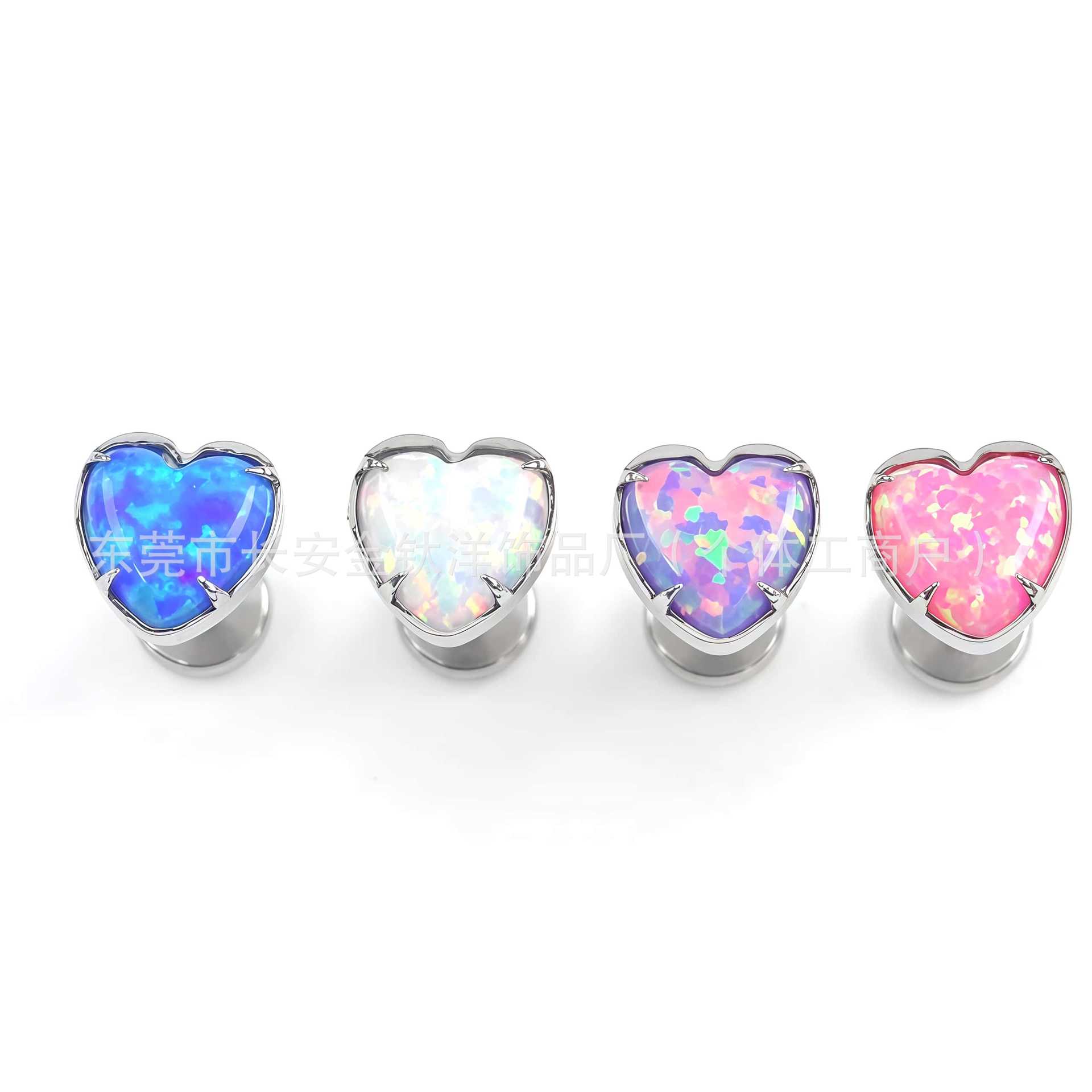 F136 Titanium Internally Threaded Opal Heart-Shaped Lip Stud, Ear Stud, Ear Bone Stud Body Piercing Jewelry - Image 5