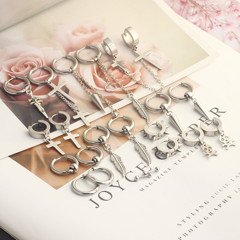 Fashion Titanium Steel Punk Earrings Stainless Steel Ear Jewelry Men Women Heart - Image 2