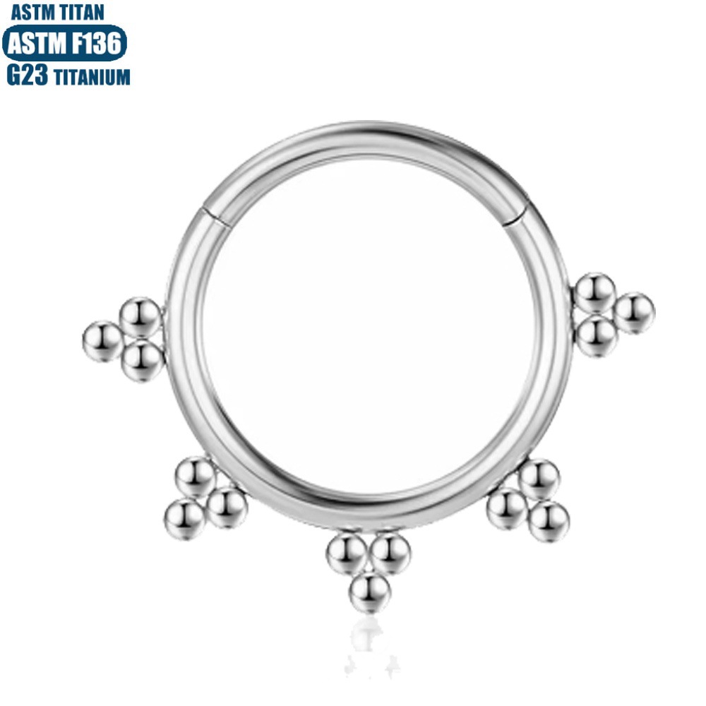 Black Titanium Alloy Welded Ball Seamless Hoop Nose Ring Earring - Image 2