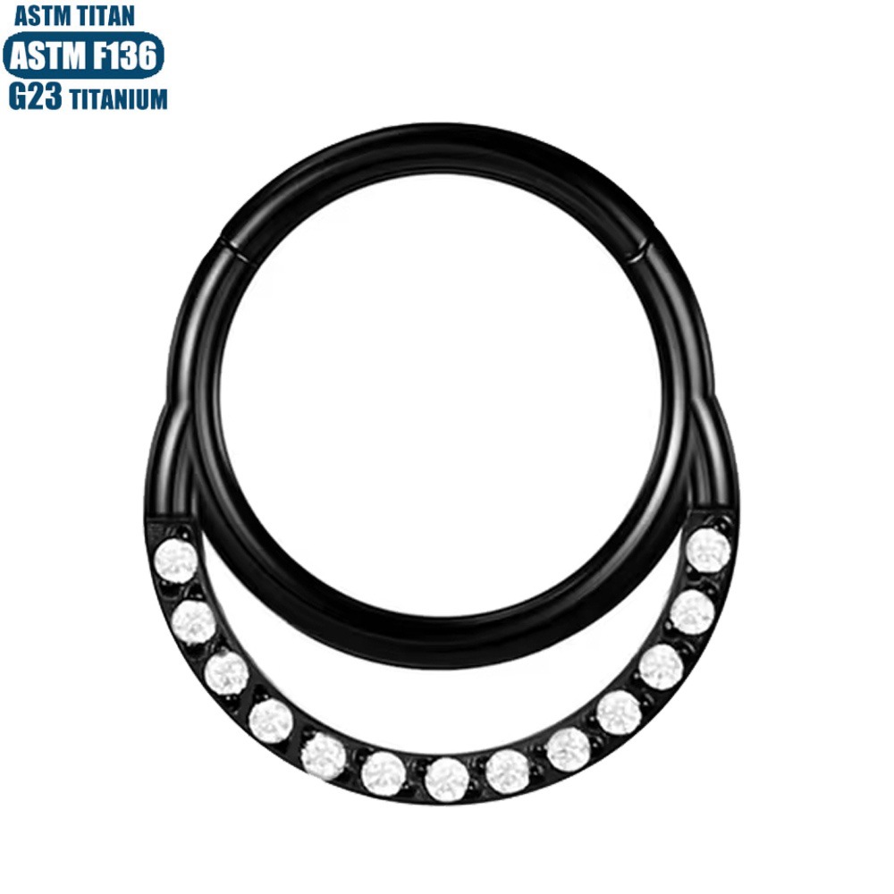 G23 Titanium Nose Ring Seamless Moon Zircon Septum Ring Conch Ear Bone Hoop Fashion Jewelry - Image 2