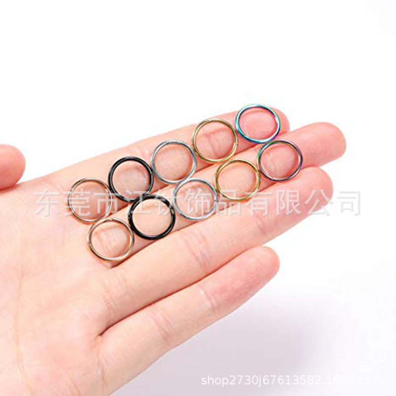 Jiangtitanium 316L Stainless Steel Seamless Ring Earrings for Cartilage Helix Nose Piercing - 18G 1.6x16mm - Image 3