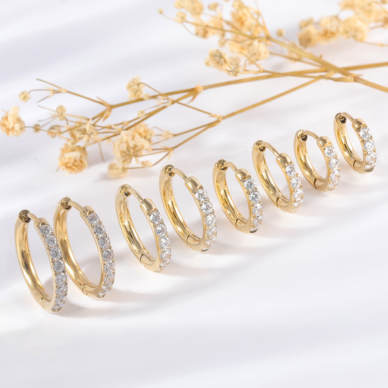 Zesen High Quality 2.5mm Stainless Steel Diamond Carved Earrings - Rose Gold Titanium Steel Zircon Studs - Image 3
