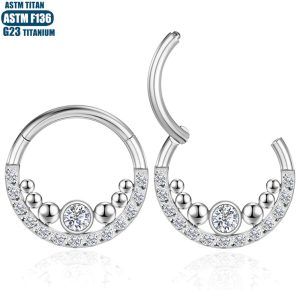 Amazon G23 Titanium Pierced Earrings Internal Bead Cluster Zircon Seamless Ring Septum Ring Nasal Ring Cartilage Ring