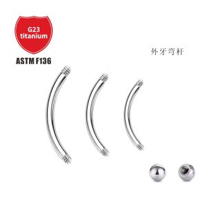 F136 Titanium External Thread Curved Barbell Eyebrow Ring Body Piercing Jewelry Customizable