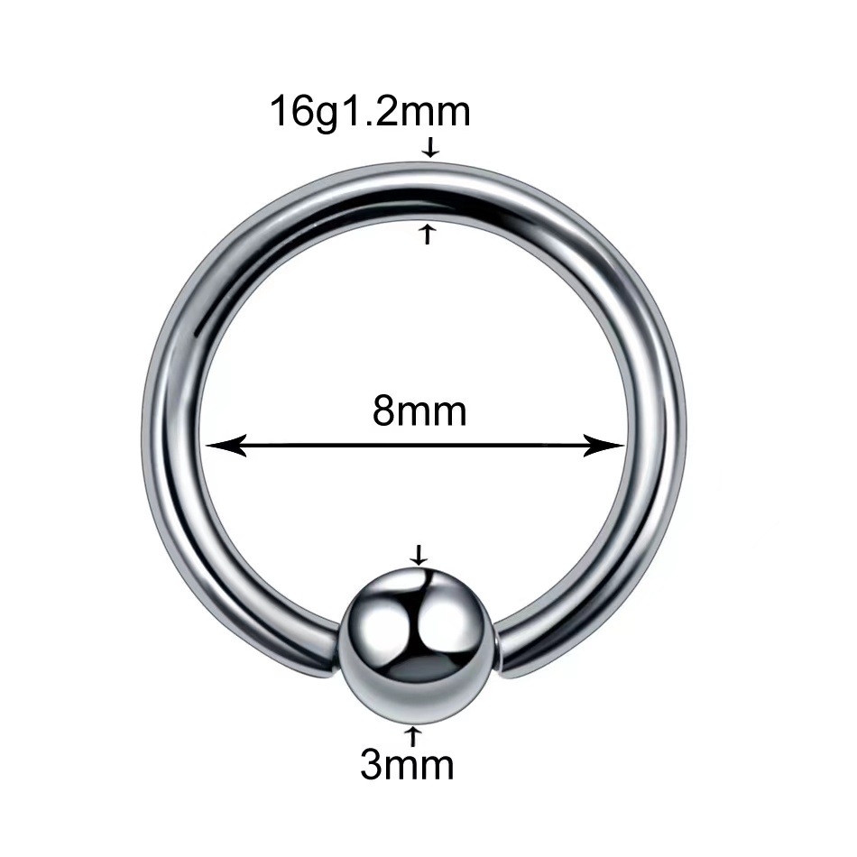 G23 Titanium Inlaid Zircon Ball Captive Bead Ring Nose Ring Earring 1.2x8x4mm - Image 4