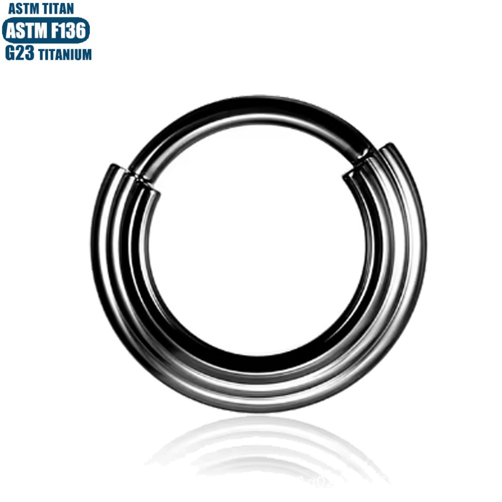 F136 Titanium Alloy 3-Layer Stacked Seamless Hoop Nose Ring Septum Earring Conch - Image 2