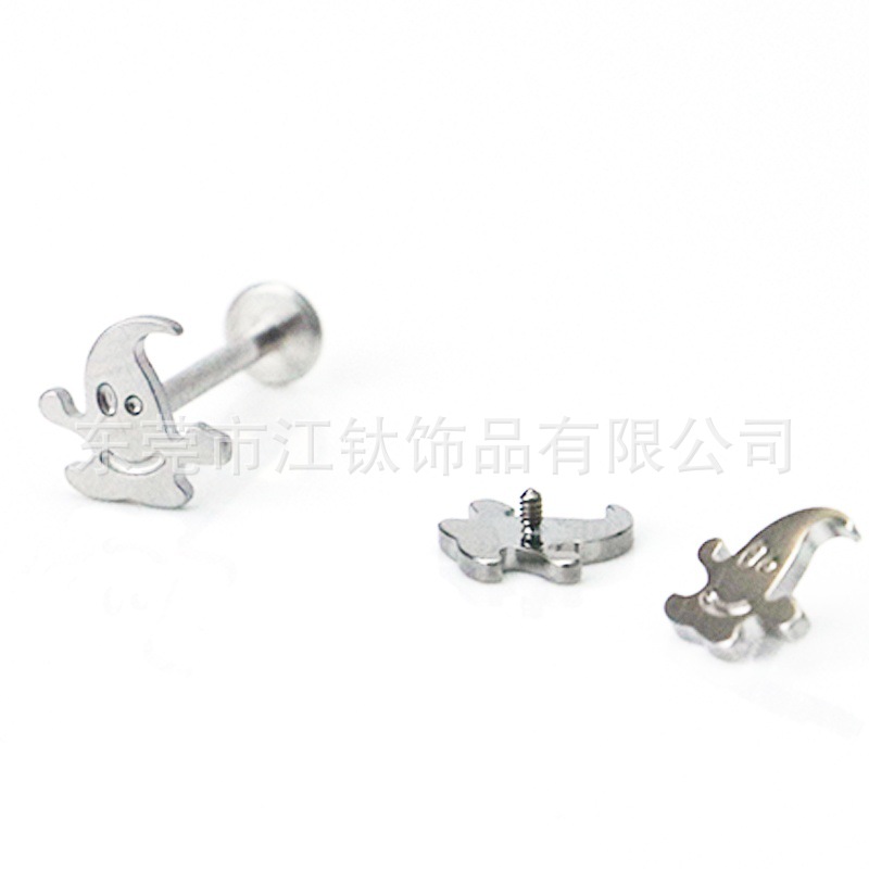 G23 Titanium Halloween Ghost Ear Stud Funny Cute Cartilage Jewelry for Men Women - Image 2