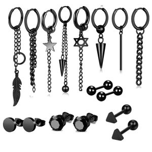Vintage Great Wall Tassel Earrings Stainless Steel Coil Earrings for Men Women Geometric Black Silver Hottest 2022 Winter