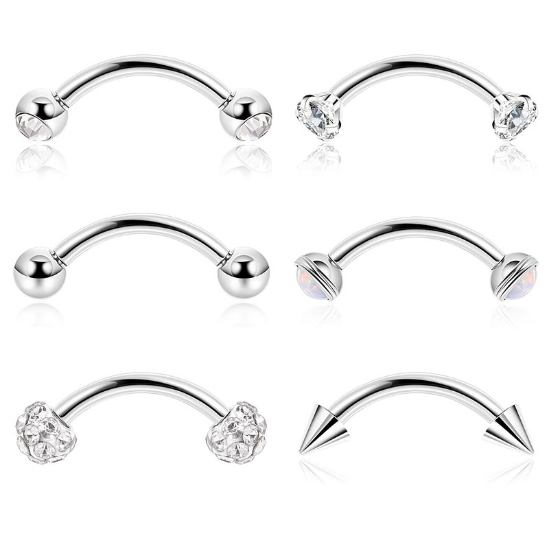 G23 Titanium Internal Thread Curved Barbell Eyebrow Ring - F136 Titanium Alloy Replacement Rod for Body Piercing Jewelry - Image 5