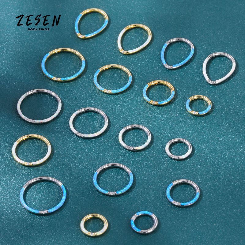 Personalized Titanium Steel Opal Lip Ring Horseshoe Nose Septum Ear Bone Piercing Jewelry Gold - Image 3