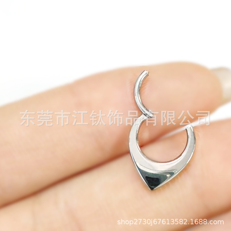 G23 Titanium Nose Ring Water Drop Heart Shape Earring Cross Border Body Piercing Jewelry JT471 Gold - Image 4