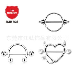G23 Titanium Heart Breast Ring - Custom Body Piercing Jewelry Nail with Polished Finish
