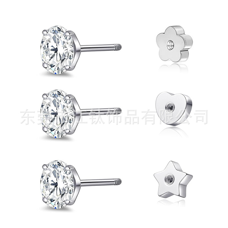 G23 ASTM F136 Titanium Ear Cartilage Stud Heart CZ Body Piercing Jewelry - Image 5