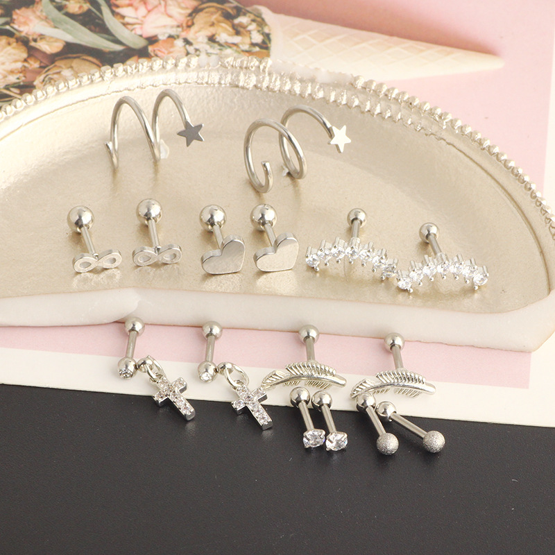16G Tragus Earring Cartilage Stud Simple Ear Piercing Jewelry Drop Shape Stainless Steel - Image 4