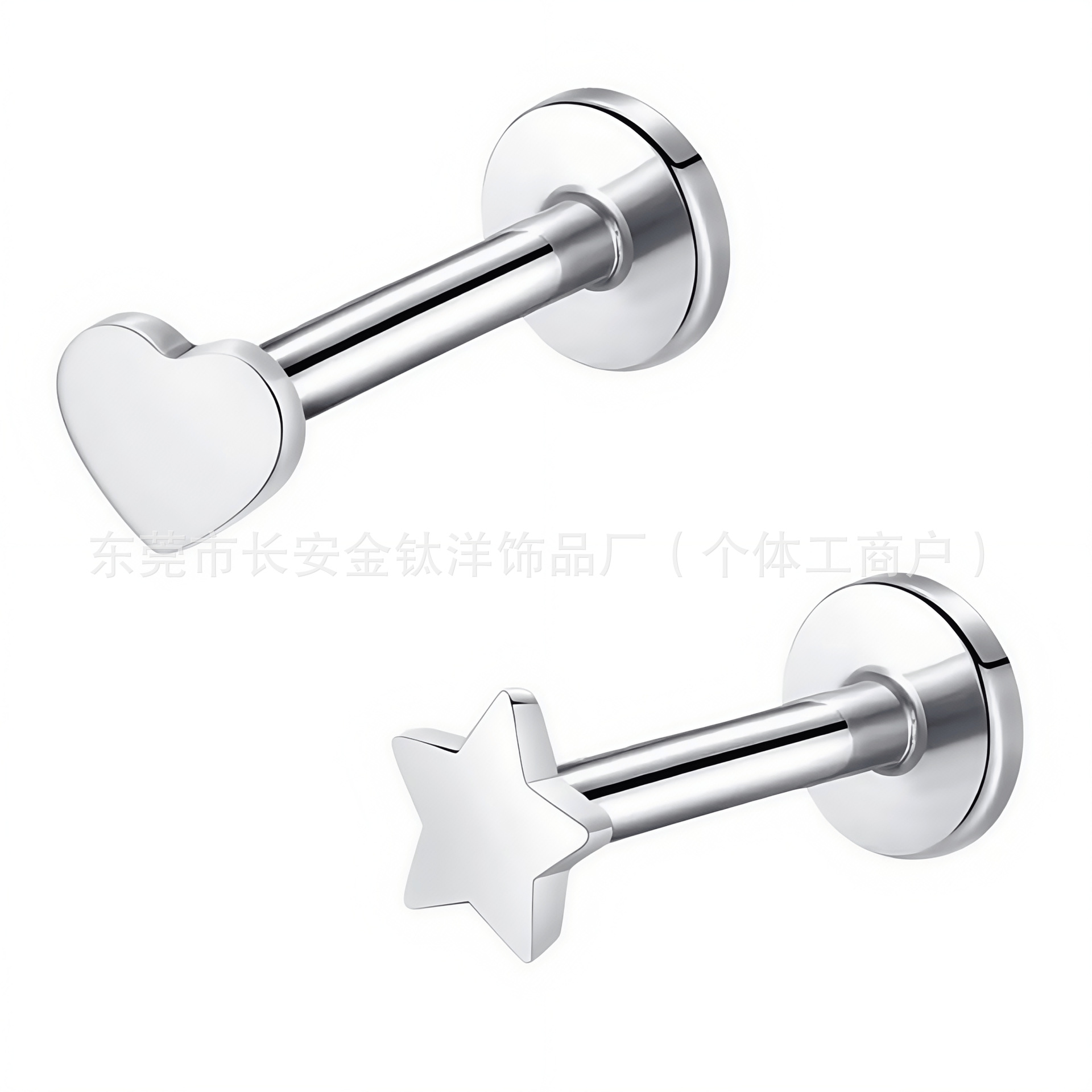 F136 Titanium Internal Thread Lip Labret Stud Heart Star Moon Cross G23 Alloy Body Jewelry - Image 2