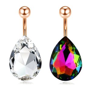 European American Sexy Water Drop Large Zircon Navel Ring Diamond Inlaid Zircon Belly Button Ring Cross-Border Piercing Jewelry Wholesale