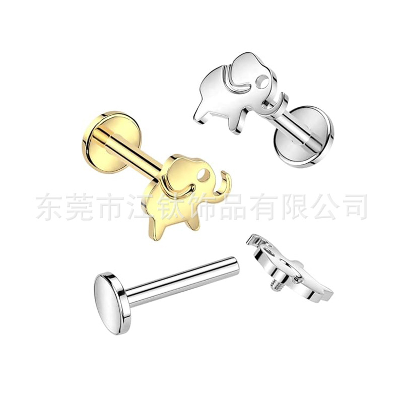 G23 Titanium Ear Cartilage Stud Ghost Pumpkin Bat Geometric Stud Ear Nail Body Piercing Jewelry - Image 3