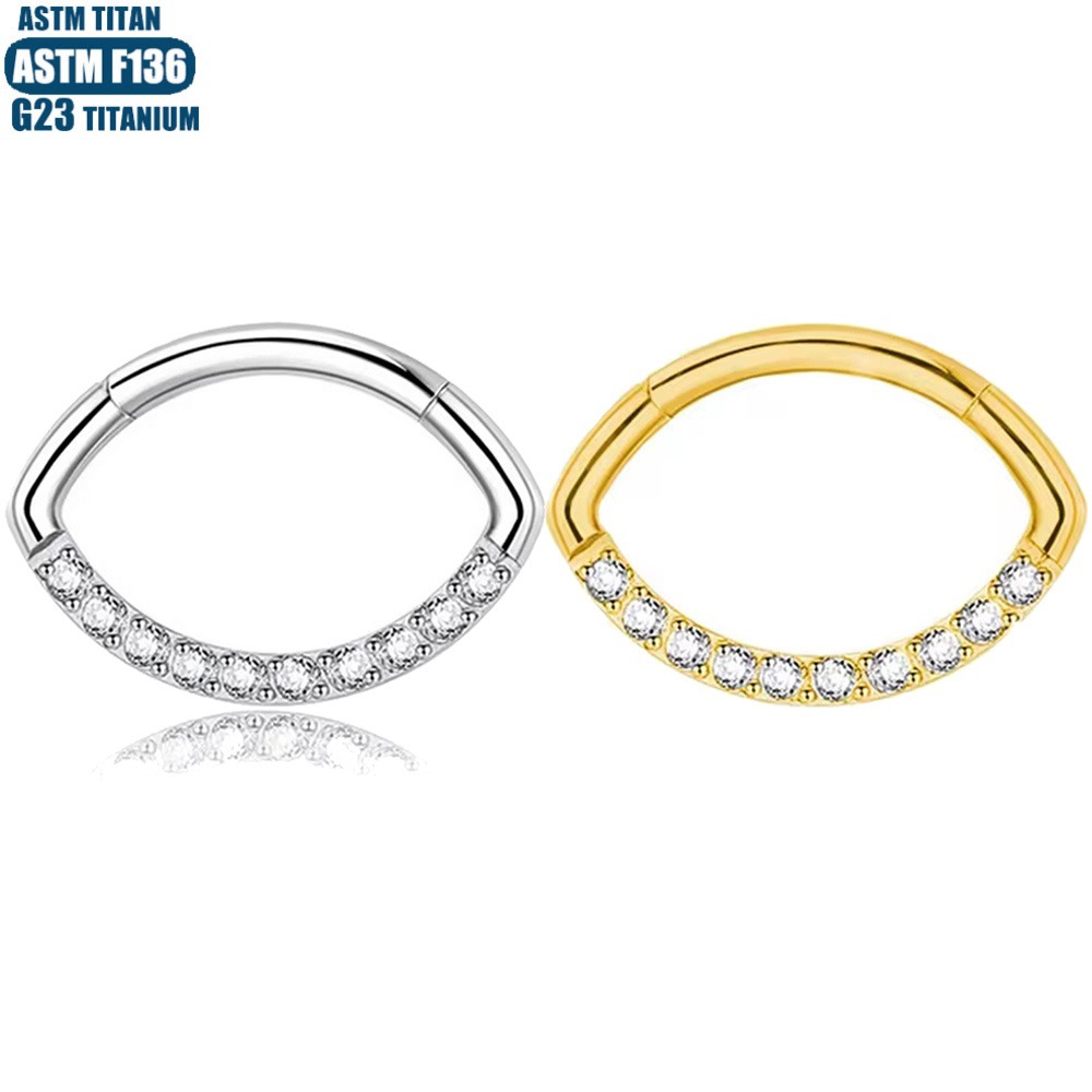 F136 Titanium Alloy Seamless Nose Ring Hoop Eye-shaped Piercing Earring for Women Men - Image 2