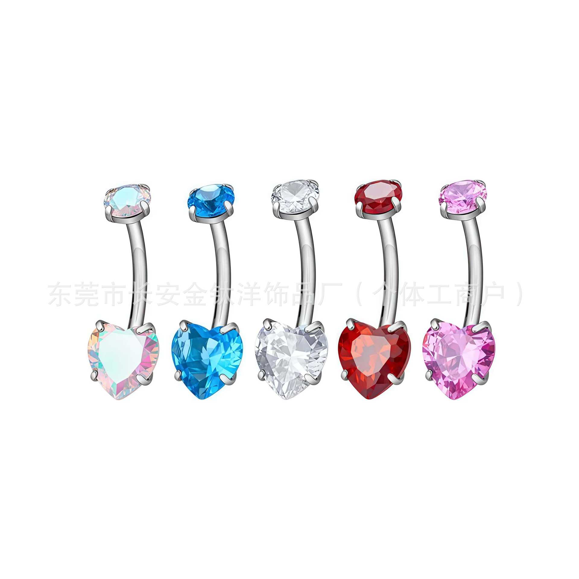 F136 Titanium Heart-Shaped Love Inner Thread Navel Ring Set with 5A Zircon Belly Button Ring G23 Titanium Alloy Piercing Jewelry - Image 5