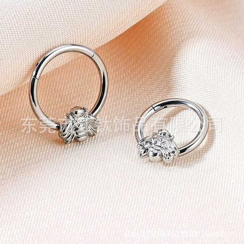G23 Titanium Bee Seamless Open Ring Earrings Nose Ring Body Piercing Jewelry - Image 2