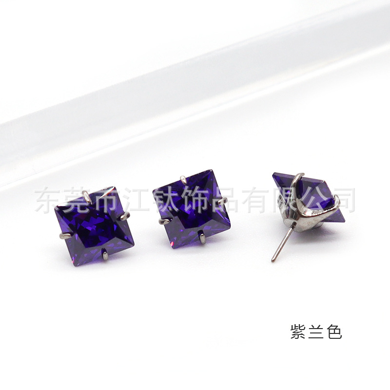 G23 Titanium Lip Nail Square Inlaid 5A Zircon Pin Earring - 8mm Labret Stud for Ear Cartilage Piercing - Image 4