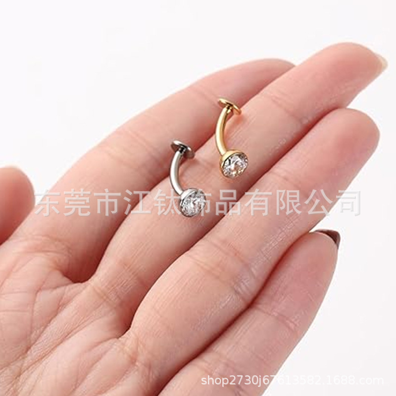 F136 Titanium Navel Ring with Zircon Butterfly CZ Flat Belly Button Piercing Jewelry G23 Titanium Body Piercing - Image 4