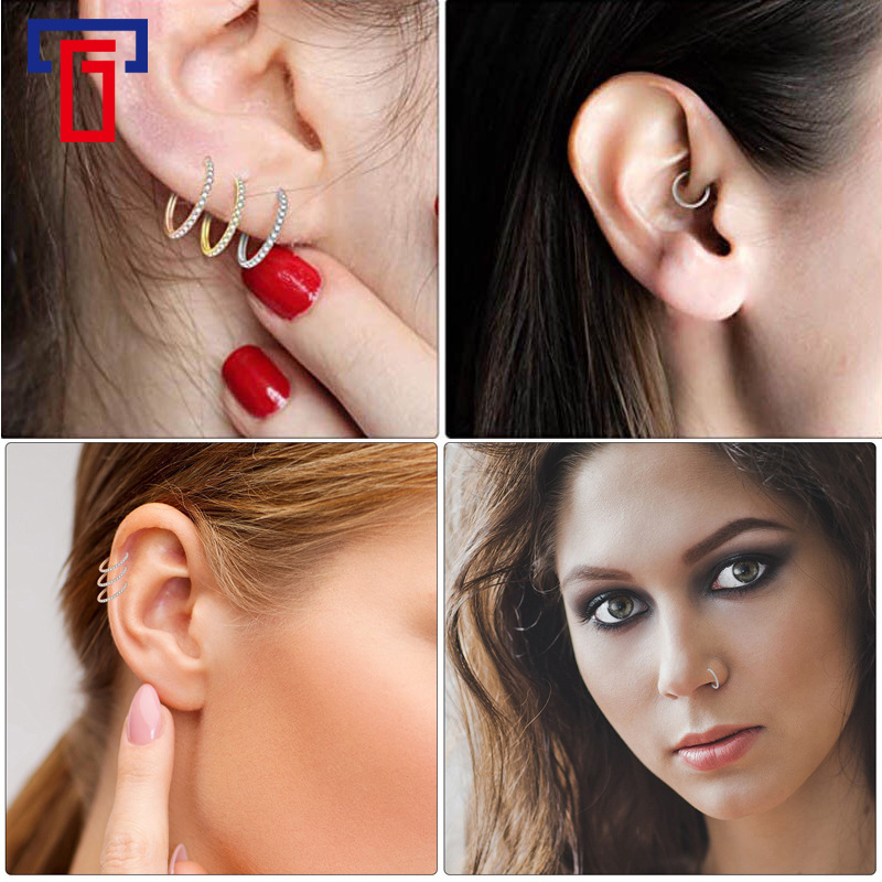 G23 Titanium Nose Ring Seamless Closed Ring CZ Micro-Inlaid Zircon Nose Stud Hoop for Women Men - Image 4