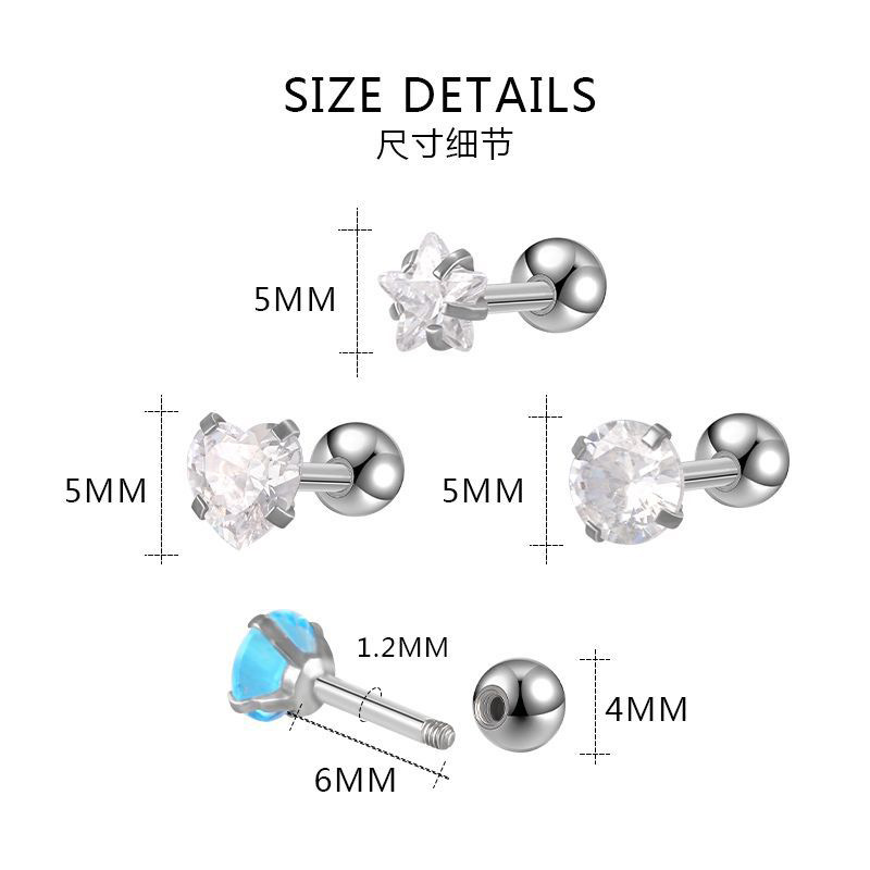 European American Simple Thin Pole Auricle Fashion Zircon Earrings Versatile Ear Bone Women's Ear Jewelry Titanium Steel Ear Needles Earrings Wholesale - Image 5
